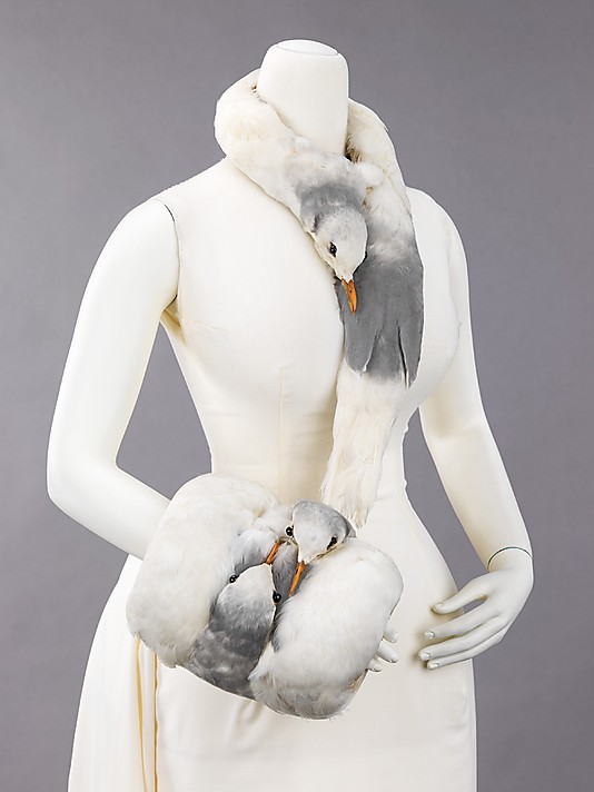 scarf and muff of sea-gull feathers, 1880-99,MET NY