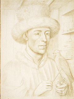 Petrus Christus, man with falcon,1445-50c,Stadel Museum, Frankfurt