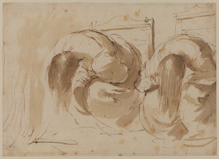 Guercino, two women drying their hair in front of a fire, 1636c, c.I. art lon UK